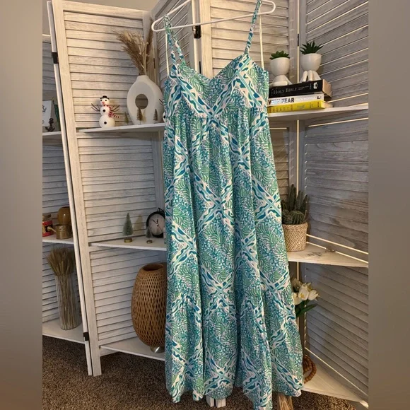 Lilly Pulitzer Vibrant Blue and Green Maxi Dress - Picture 3 of 11